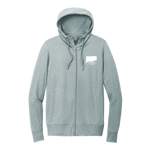 【THE MUSEUM VISITOR】 SILVER CUBIC LOGO ZIP UP HOODY WHITE Hidden NY Embroidered Bookmark Zip Up Hoodie Heather Grey